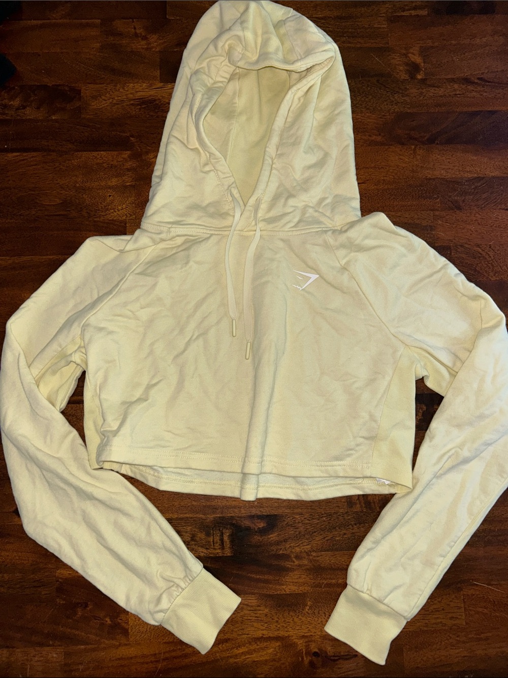 Gymshark Super Cropped Hooded Sweatshirt - Light Creamish yellow.